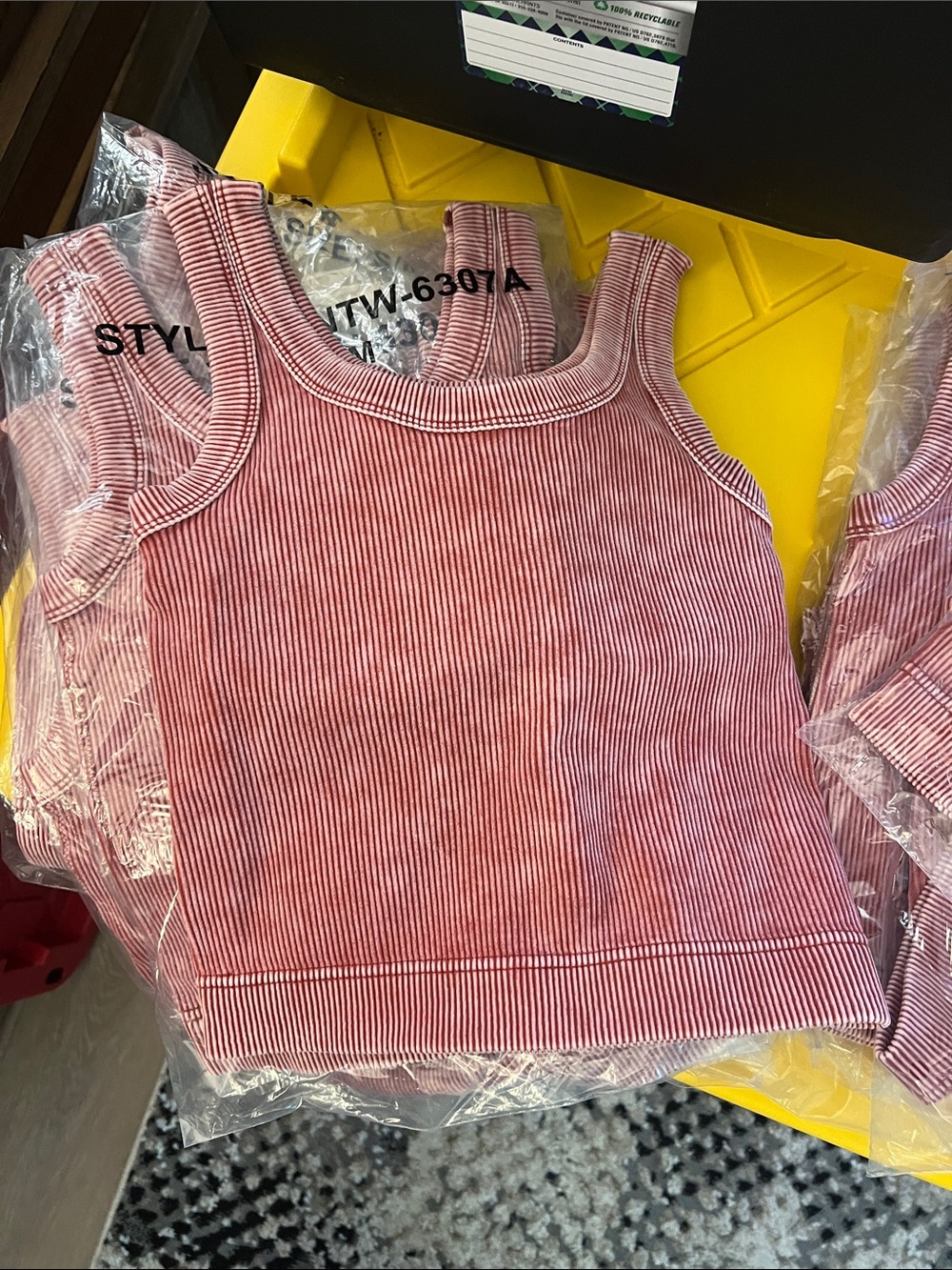 Rust red ribbed cropped Tank Top